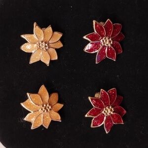 2 prs. Vintage enameled clip on flower earrings